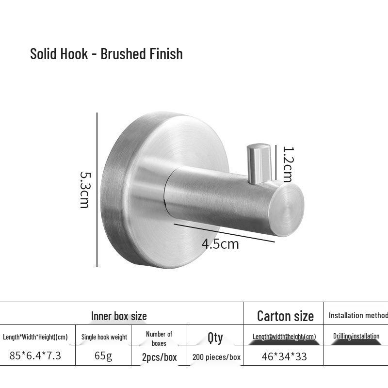 Trace-Free Stainless Steel Suction Cup Hook for Kitchen & Bathroom