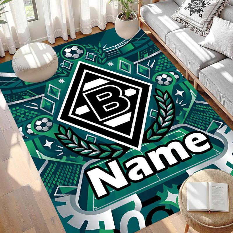 Custom Name Personalized Borussia Monchengladbach Print Carpet, Versatile Home Decor Rug, for Playroom, Apartment, Balcony, Entryway, Hallway Gift