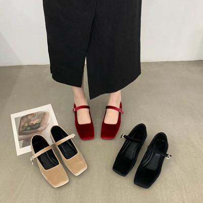 Mode Mode Damen Flats Damen Eckige Zehenpartie Flach Schnalle Freizeitschuhe Slipper Outdoor Mary Jane Schuhe