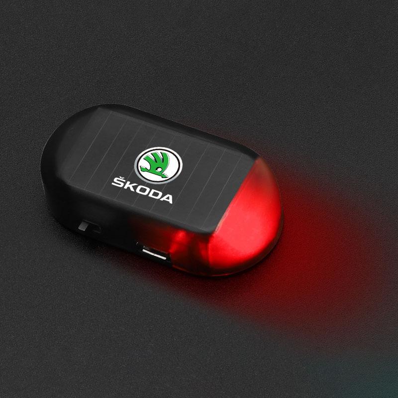 GR Gazoo Racing Car Solar Powered Wireless Anti-Theft Caution Lamp LED Flashing Light for Skoda Octavia A4 A5 MK2 Fabia Kamiq Kapoq Kodiaq Rapid SCALA