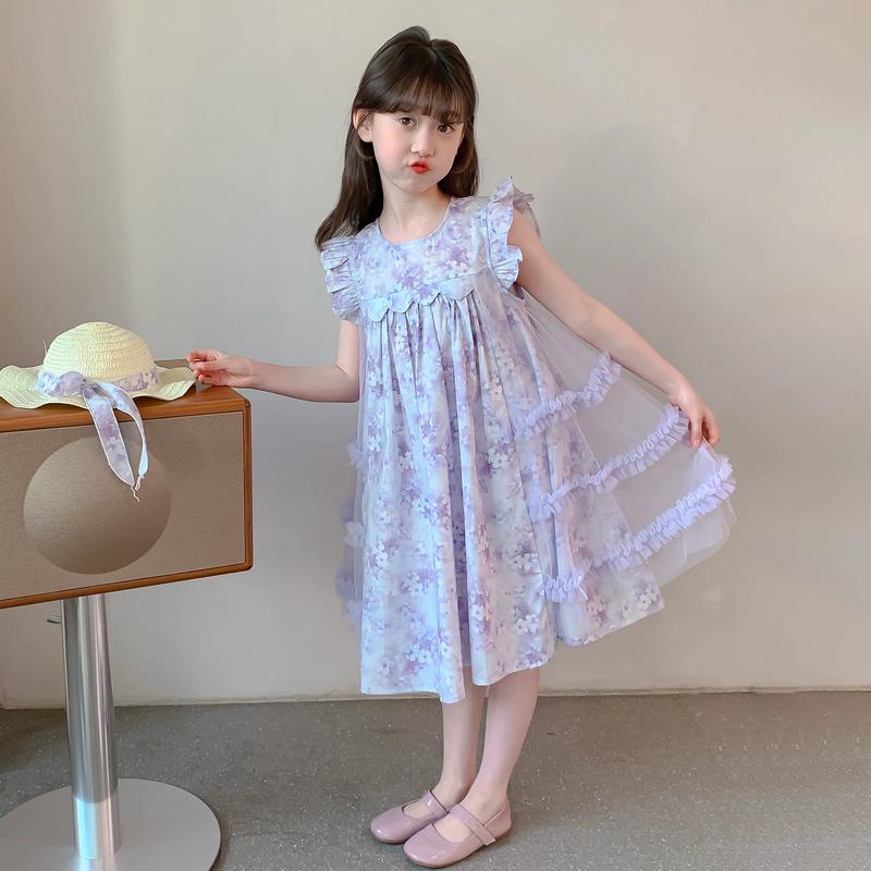 Girls' Summer Floral Princess Dress