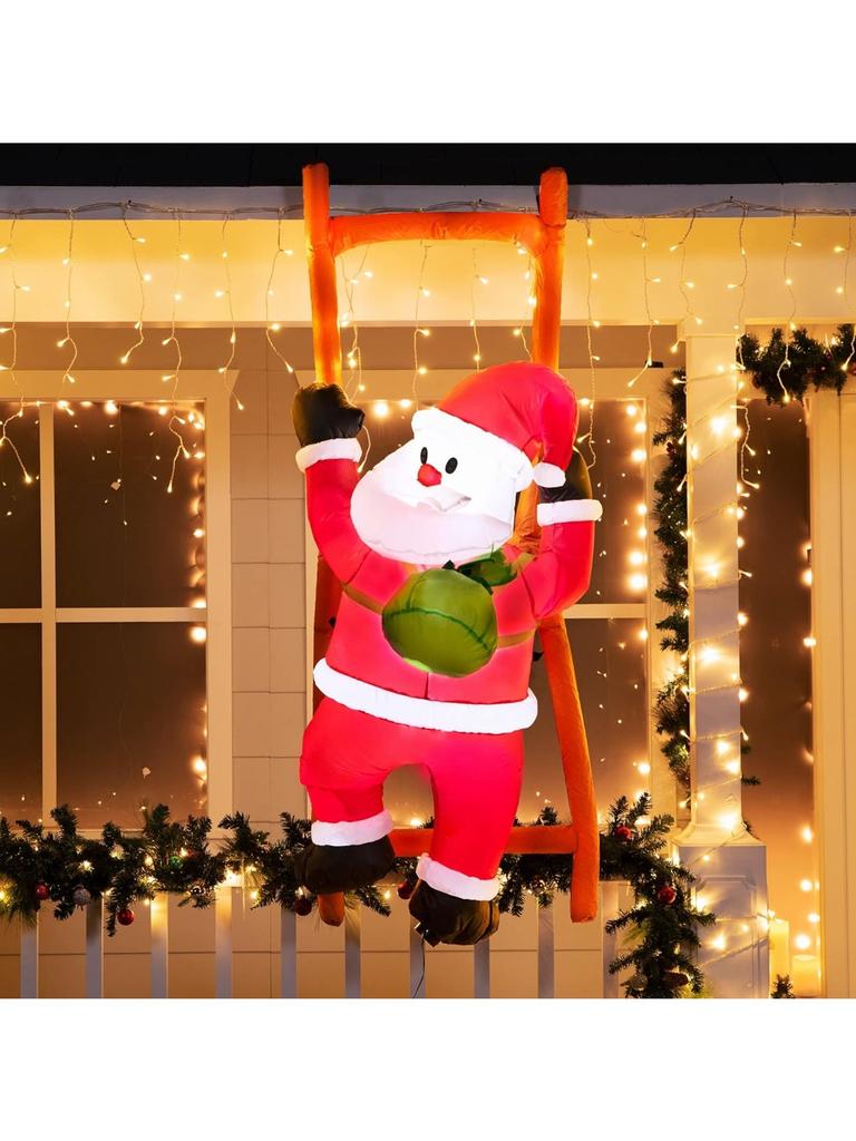 JOYFY 6 FT Christmas Inflatable Climbing Santa Hanging Inflatable Christmas Yard Decorations for Xmas Party Lawn Décor