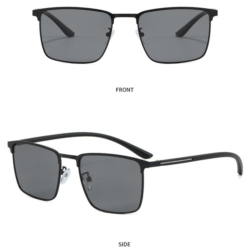 Polarized Sunglasses Metal Square-Frame UV400 Shades Eyewear for Men and Women Retro Brand Designer Trendy Driving Sun Glasses