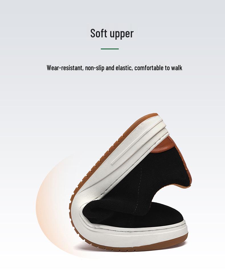 Men's Retro Genuine Leather Suede Slip-On Casual Shoes with Soft Sole - Trendy Black