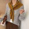 Korean Versatile Knitted Triangular Scarf Women Autumn Winter Wool Blend Solid Simple Small Shawl Female Stylish Woolen Wrap