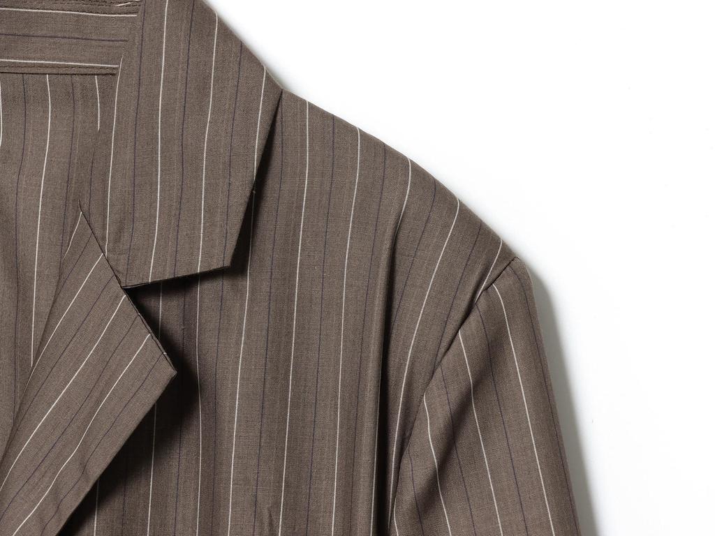 Striped Padded Shoulder Suit Jacket & Pleated Trousers Set