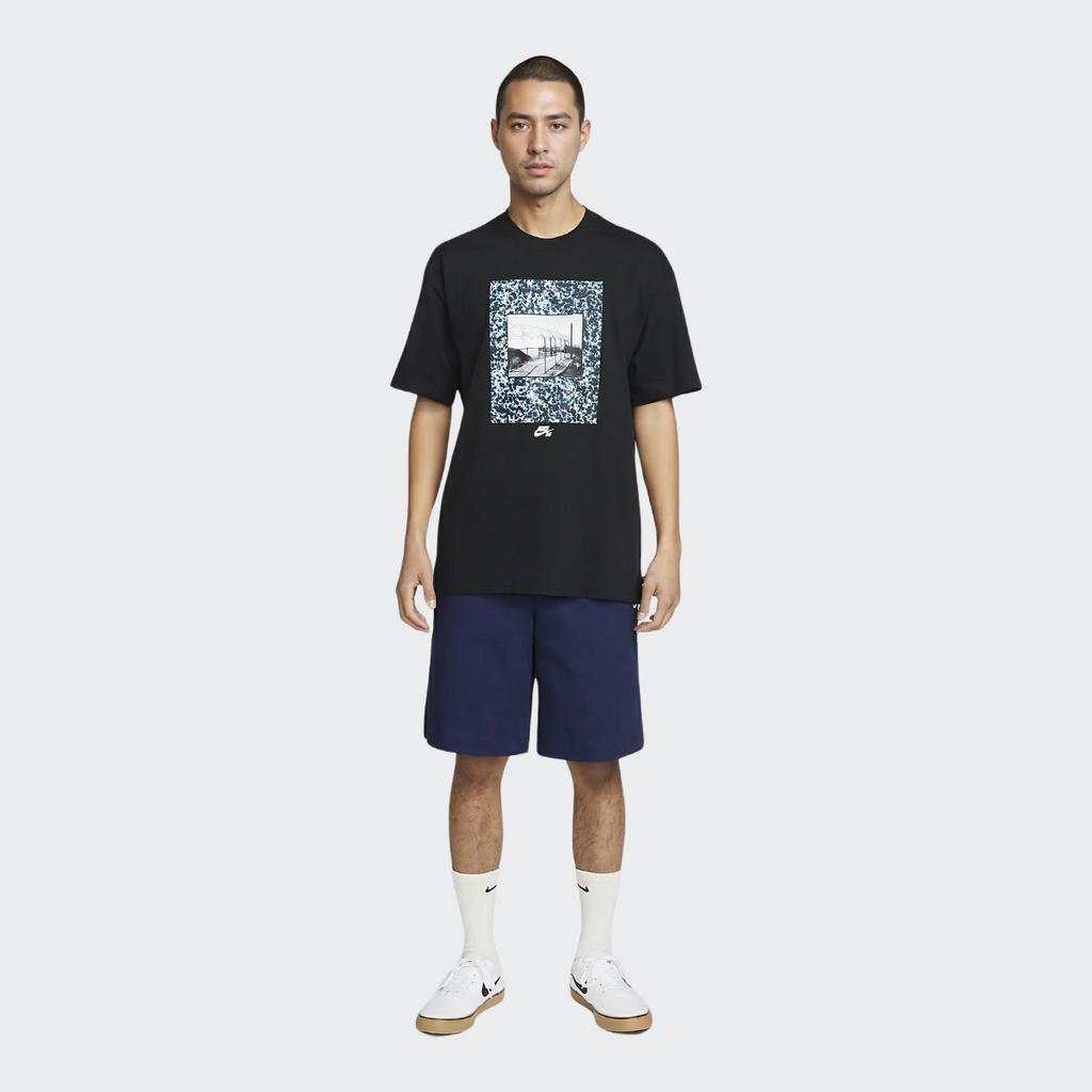 Nike Photo Print Skateboard Crew Neck Short Sleeve T-Shirt With Drop Shoulders Men Tops Black FB8141-010