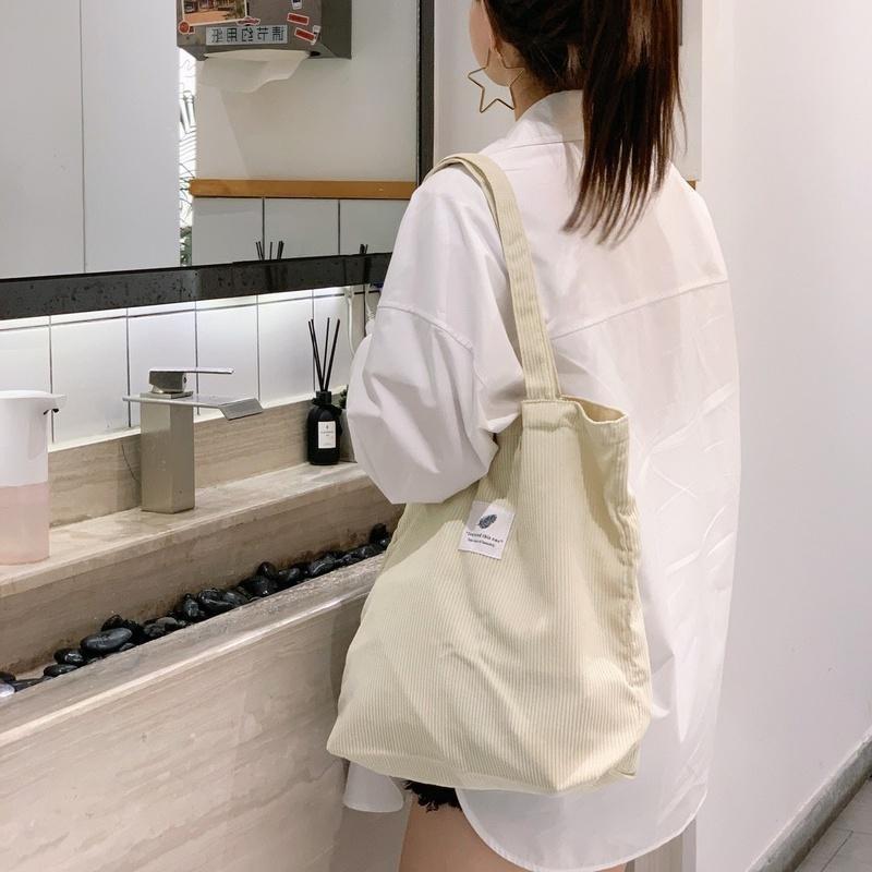 Spot Corduroy Hundred Tower Student Shoulder Bag Japanese and Korean Leisure Canvas Shopping Portable Women's Bags
