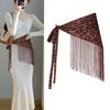 Bohemian Ethnic Style Wide Waist Belt For Women Scarf Skirt Curtain Layering Hip Cover UpTassel decoration