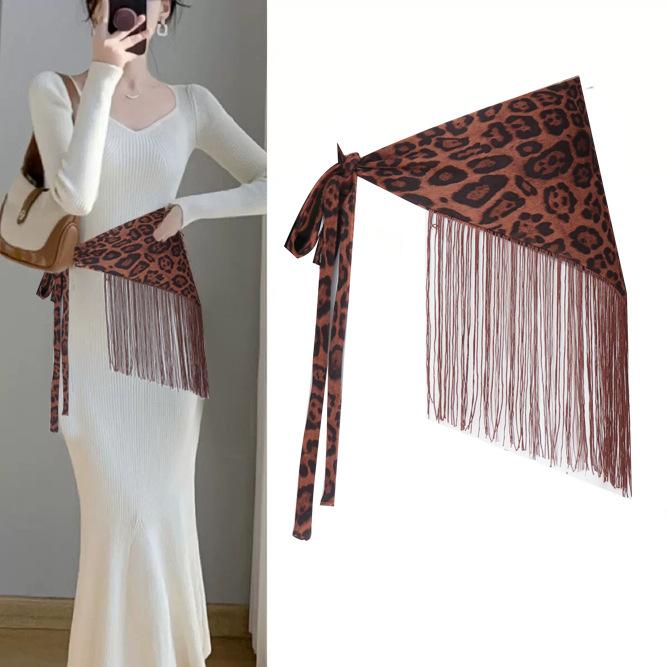 Bohemian Ethnic Style Wide Waist Belt For Women Scarf Skirt Curtain Layering Hip Cover UpTassel decoration
