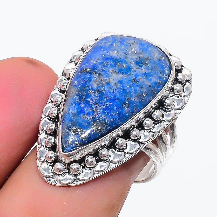 

Натуральный Лазурит Драгоценный Камень 925 Стерлинговое Серебро Ювелирное Кольцо Размер 8 A7K38