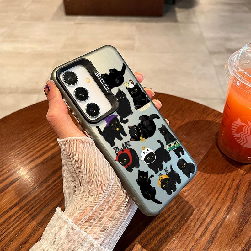 For Samsung Galaxy S24 S23 Ultra Plus FE S25 S22 Ultra Plus S21 FE Laser Phone Case Cute Popular Cartoon Cats Collection Covers
