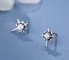 F5870-Trendy Octagram Zircon Stud Earrings for Women S999 Pure Silver Versatile Personality High Street Style Sterling Silver