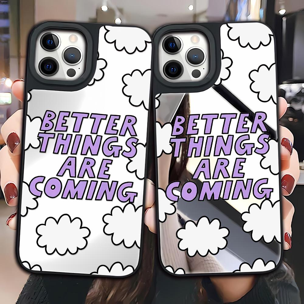 Mirror Phone Case for iPhone 15 11 13 14 for 15 16 Pro Max 12 13 16 Pro Cloud Flower and Animal Cute Style Phone Case