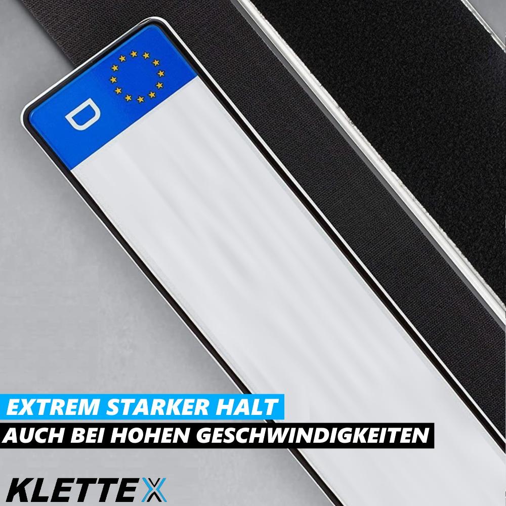 KLETTEX 2x Kennzeichenhalter Rahmenlos Nummernschildhalter selbstklebend KFZ