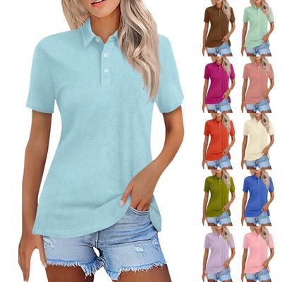 Camisa de manga corta con solapa informal a la moda para mujer, Tops con botones para mujer