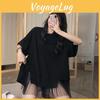 Size Plus Womens Shortsleeve Summer Tshirt Loosefit Mesh Panel Blouse