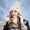 3pcs Solid Color Hat Scarf Gloves Set Warm Winter Beanie Hat Simple Thermal Knit Cap  Outdoor