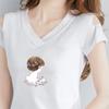 T-shirt Estiva Sottile Monospalla Nera a Maniche Corte da Donna con Spalle Scoperte Scollo a V a Riga Versione Coreana Maglia Base Modellante