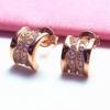 Lila Goldplattierte Roségold Inlaid Zirkon Ohrringe, Einfaches Temperament Design Sinn, Farbe Gold Ohrstecker