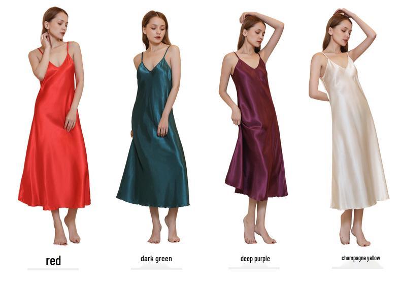 Plus Size Satijnen Diepe V-hals Spaghetti Bandjes Nachtjapon