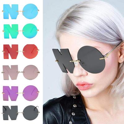 Decorative Glasses NO Shape Lens Individual Letter Sunglasses Photo Prop Rimless Anti-UV