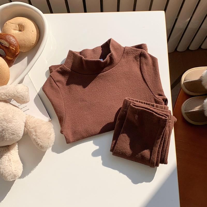 Kids Thermal Pajama Set Long Sleeve Cotton Fleece-Lined Sleepwear Boys Girls Winter A-Class Safety