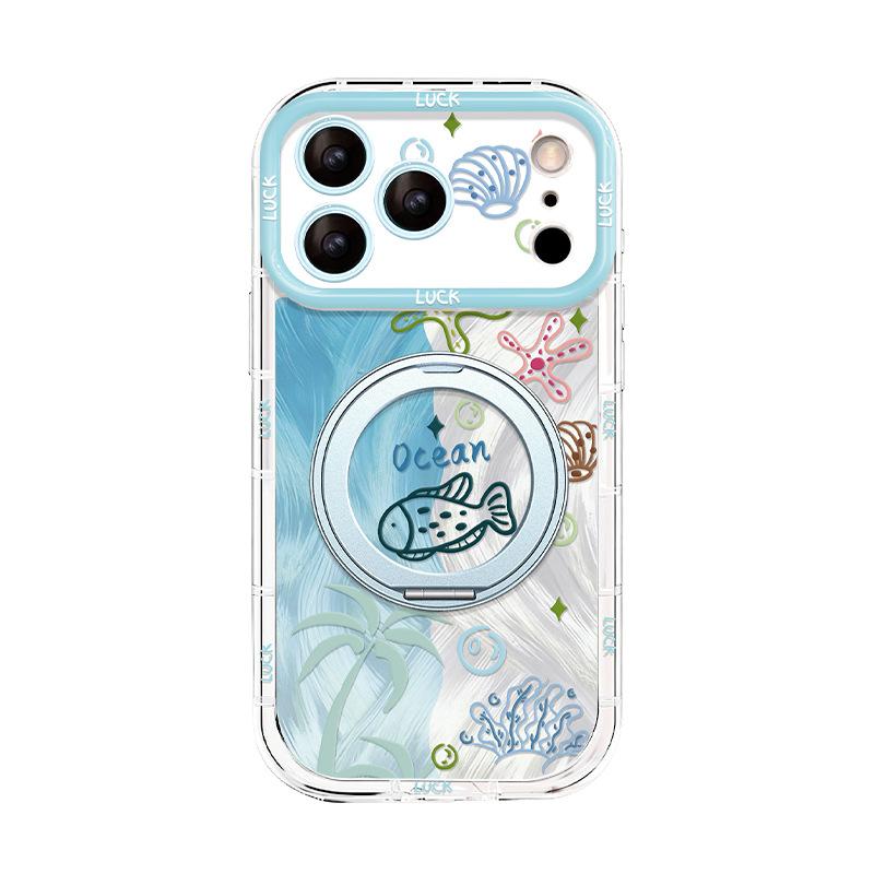 Marine life for iphone17promax iPhone case 15 rotating bracket 16 cream case 14 feather yarn