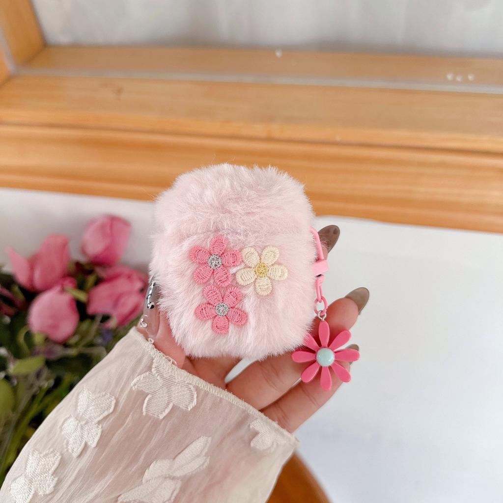 Plush Flower for Airpods4 Apple Bluetooth 2/3 Generation Airpodspro2 Earphone Cover Female Cartoon Cute
