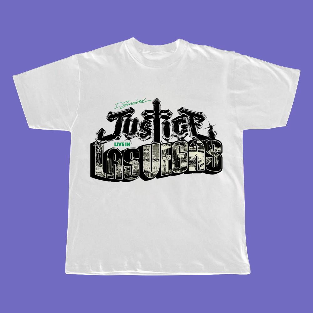 Justice Band Live At Las Vegas Shirt White Unisex S-5XL ND797 Unisex T-Shirt XXXL