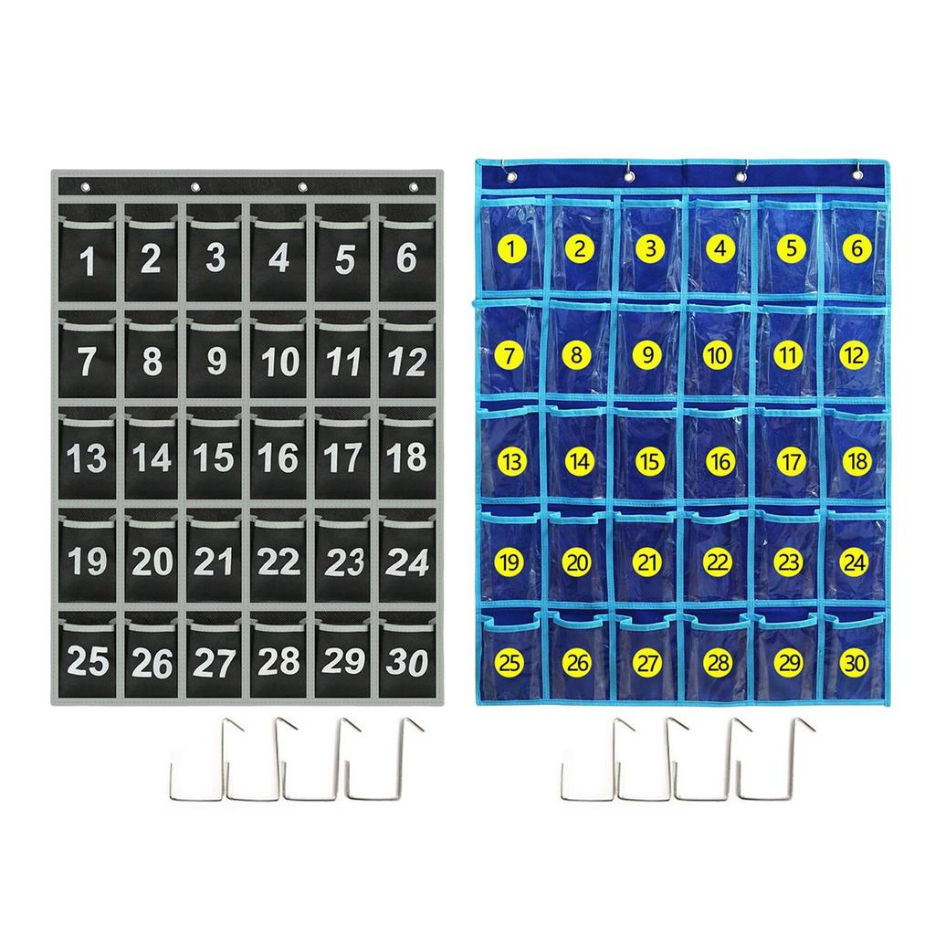 Numbered Chart with 30 or Door Hanging Bag Calculator Holder Organizer