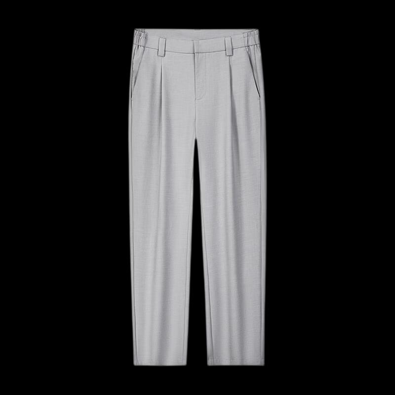 ROMON Men's Lightweight Draped Straight-Leg Business Casual Trousers