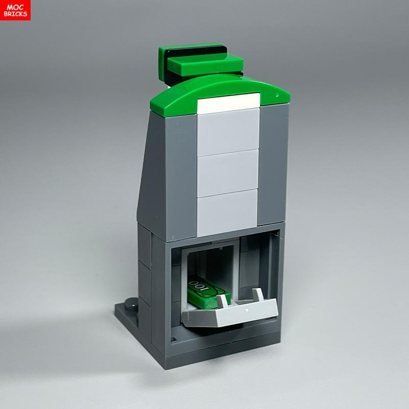 MOC Bausteine Geldautomat Dynamit Dollar Münzbeutel Geldlieferung Schatz Bausteine Pädagogisch Zusammengebaute Teile Spielzeug Für Kinder Geschenk
