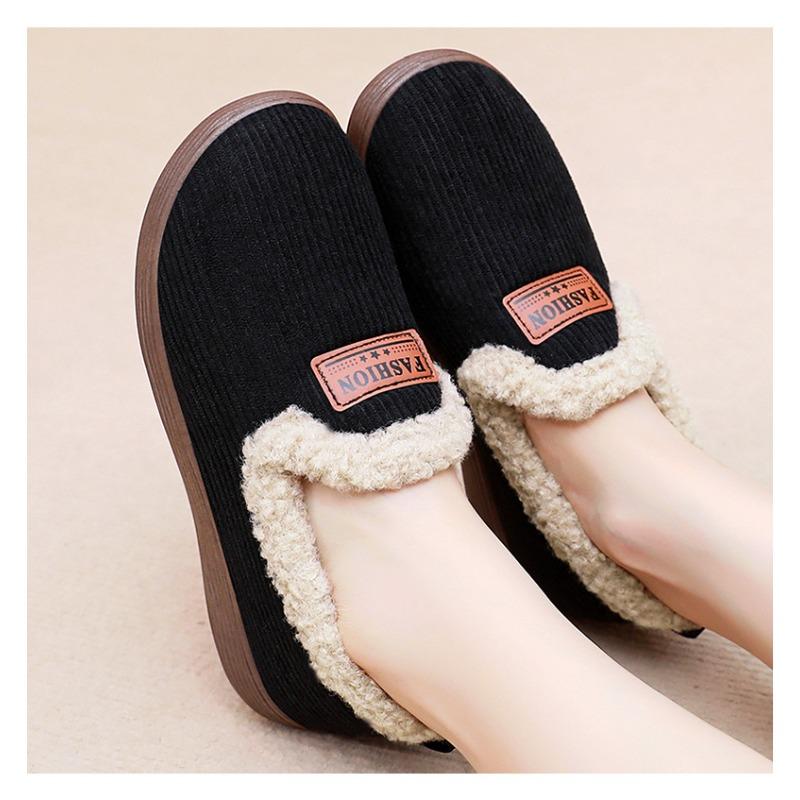 Fashion Autumn and Winter New Women's Warm Comfortable  and Casual Home Cotton Slippers with Added Plush and Thick Cotton Boots