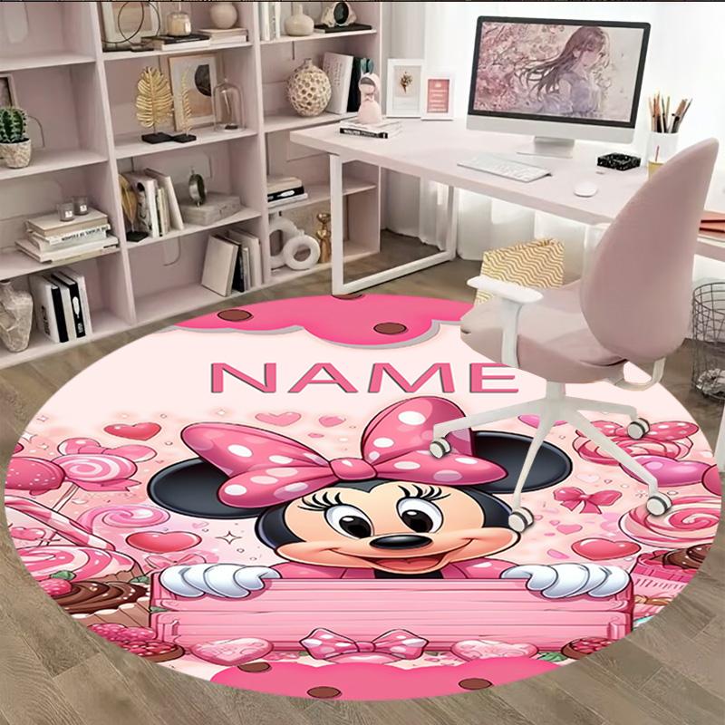 Customizable Minnie (8) Round Non-Slip Carpet - Ideal for Garden, Picnic, Office, Perfect for Decoration, Suitable For All Seasons