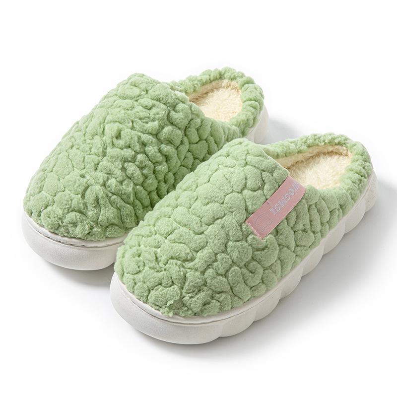 Cotton slippers female couple thickened autumn and winter indoor home home home non-slip warm confinement wool cotton shoes men