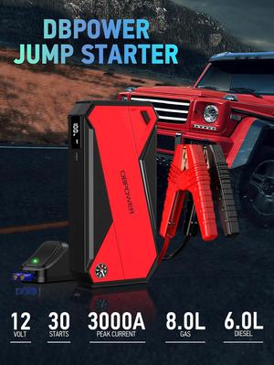 Peak 3000A 18000mAh Car Jump Starter, 8.0L Gas/6.0L Diesel, Smart Charge, LCD, Compass, LED Light (Black/Red)