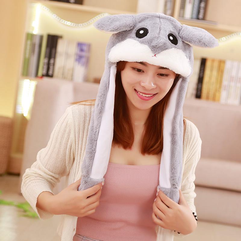 Festival Party Dress Plush Rabbit Hats Glowing Pikachu Ears Adult Children Funny Cute Stitch Moving Ears Cap Polyester