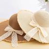 New Lace Outdoor Sun Hat Bow Frills Elegant French-style Beach Hat Stylish Lace Straw Cap