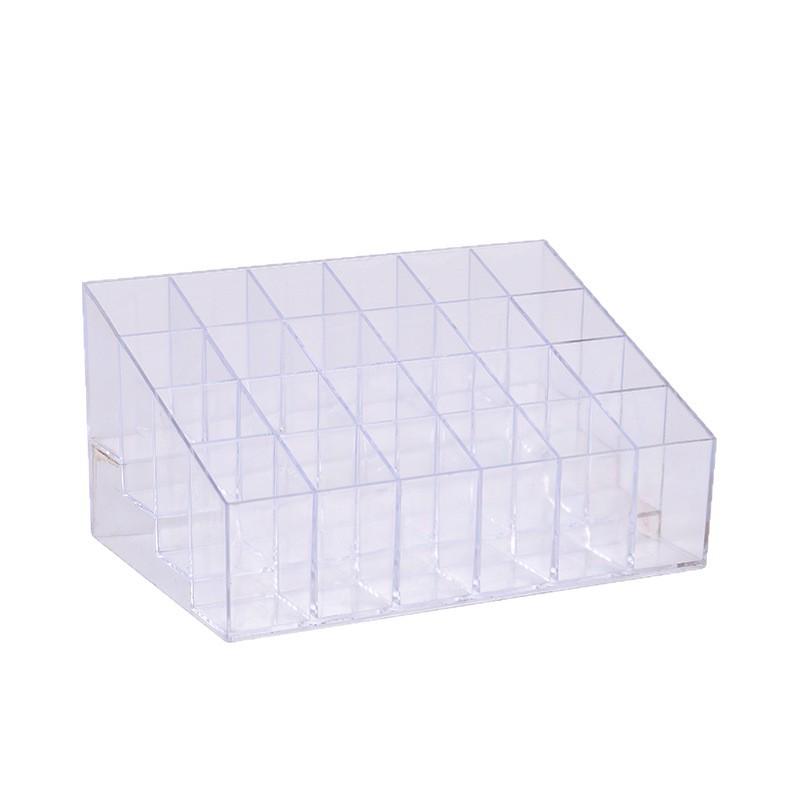Transparent 24-Slot Lipstick and Nail Polish Organizer Box