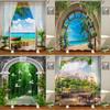 Waterproof Fabric 3D Shower Curtain Bathroom Curtain Rural Garden  Beach Flower Landscape Polyester Bath Curtain With Hooks