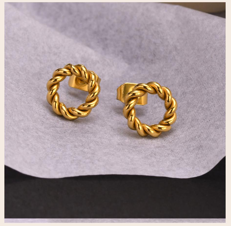 Circle Twist Hoop Stud Earrings, Stainless Steel Minimalist Earring Gifts for Women