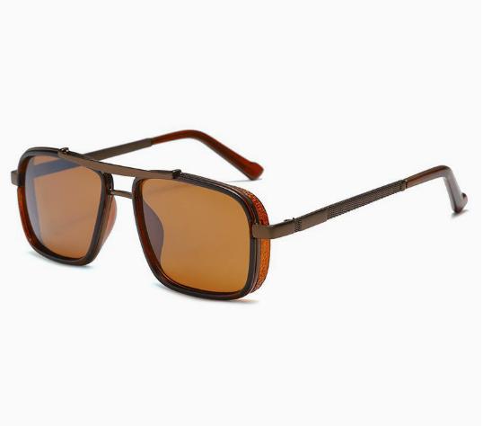 Gafas de Sol Punk Polarizadas Hombre Vintage Moda Steampunk Cuadradas Gafas de Sol Masculinas Conducción Gafas Verano Viaje Sombras UV400