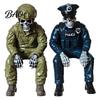Dark Aesthetic Room Accents Halloween Skeleton Ornament, Policeman/Military Resin Gothic Skull Figurine, Horror Home Ornaments Style Sitting