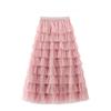 Qooth Sequin Tiered Cake Maxi Skirt for Women Fluffy Tulle Layered Full Flare Half Skirt with Sparkly Finish QT3003