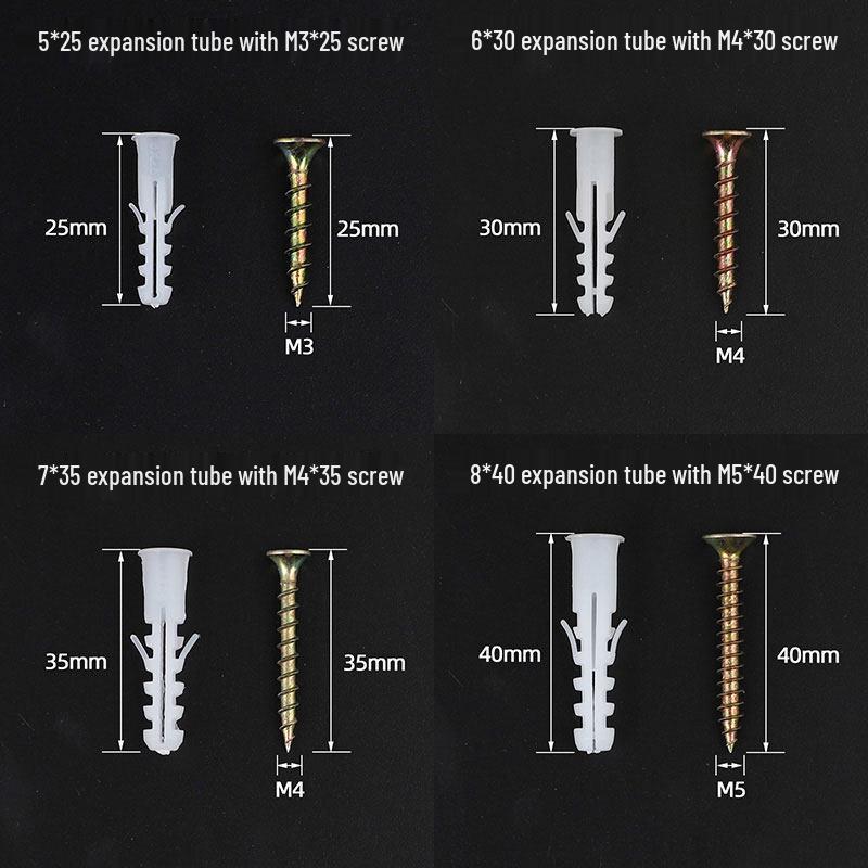 Plastic Expansion Tube Set with Screws and Rubber Plugs (5-12mm)