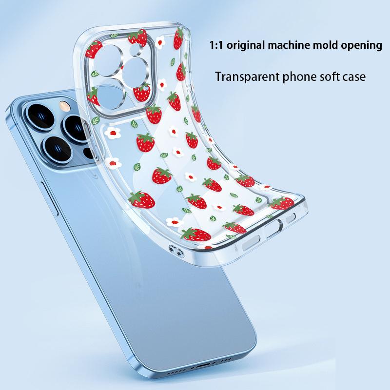 Summer vitality strawberry mobile phone case iPhone11 ultra-thin transparent anti-drop protective case Apple 17 soft case sweet girl style