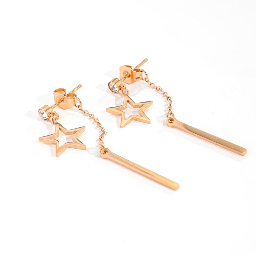 Wind Niche Long Star Female Earrings Simple Christmas Gift Showing Face Thin Titanium Steel Earrings Female