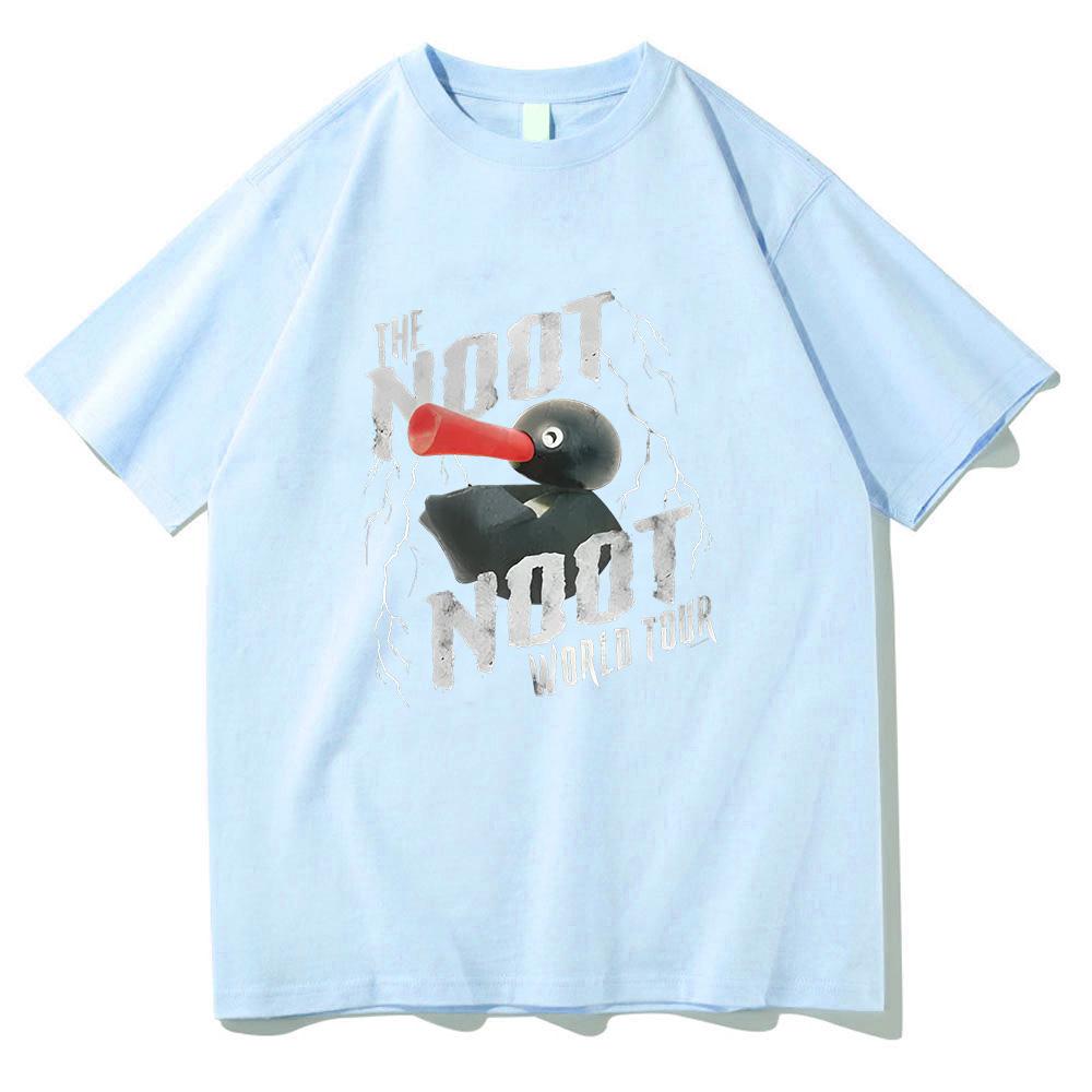 Pingu Noot Noot World Tour Vintage T-Shirt New Pattern Pure Cotton Tees Round Neck Short Sleeve T Shirt Women Men Casual Clothes
