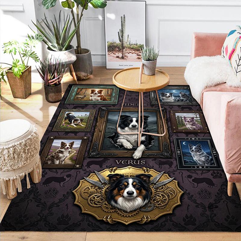 Dog Portraits Gallery Pattern Rug Floor Mat for Living Room or Bedroom Soft and Comfortable Carpet a Gift for Birthday and Holiday.